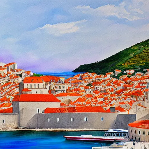 Image similar to a painting of dubrovnik by vojo stanic