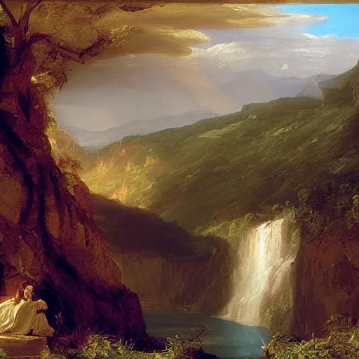 Image similar to the uncanny valley, portrait by thomas cole