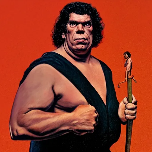 Image similar to andre the giant as a wizard, ultra detailed, style of norman rockwell, style of richard corben, 4 k, rule of thirds.