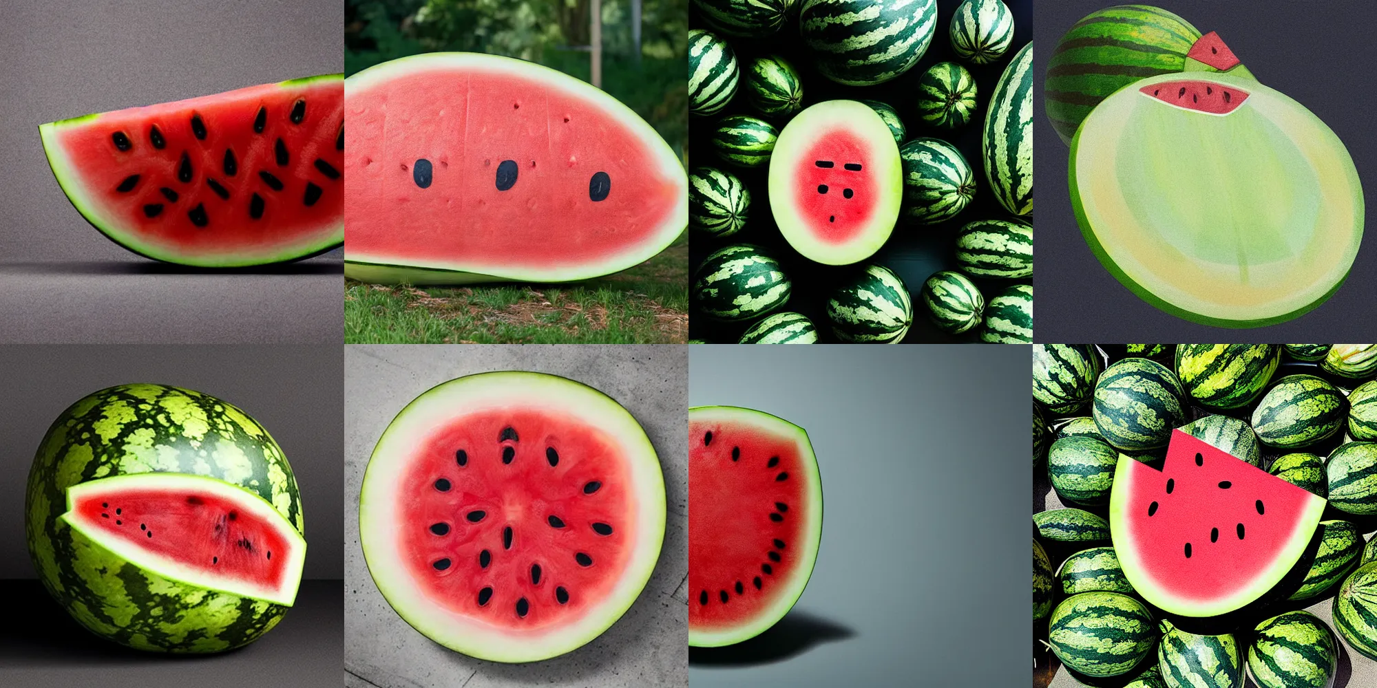 Prompt: portrait of a watermelon that looks like elon musk