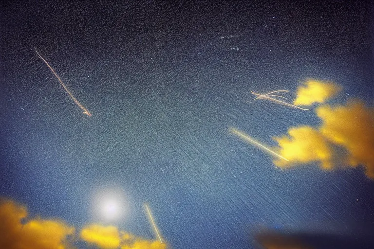 Prompt: a shooting star alone in the sky of an unknown universe in the style of phil koch