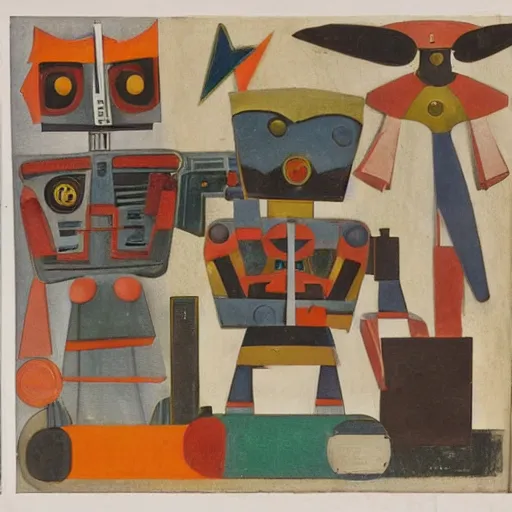 Image similar to warrior robots by Kurt Schwitters