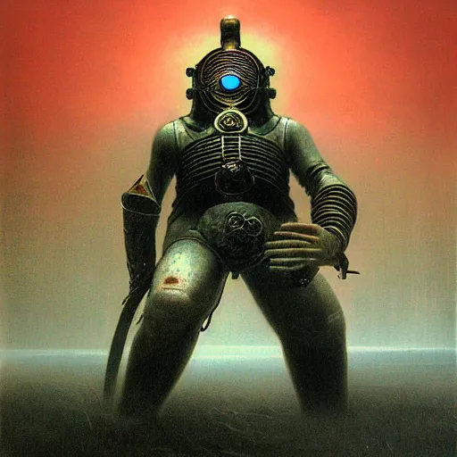 Prompt: bioshock bouncer by zdzisław beksinski