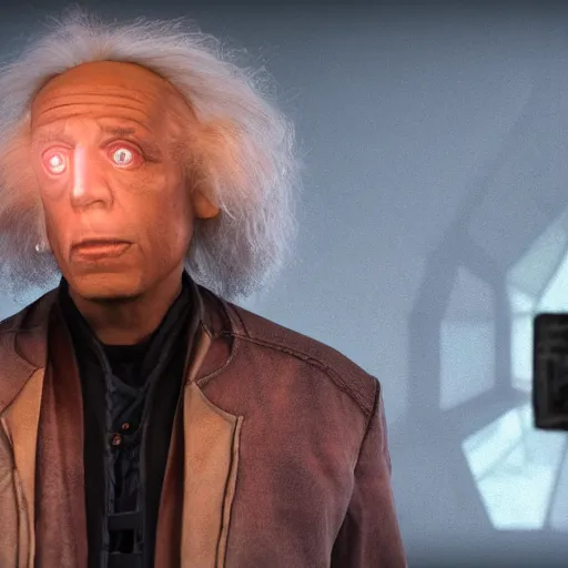 Image similar to hyperrealistic dslr film still of doc brown in skyrim, stunning 8 k octane comprehensive 3 d render, inspired by istvan sandorfi & greg rutkowski & unreal engine, perfect symmetry, dim volumetric cinematic lighting, extremely hyper - detailed, incredibly real lifelike attributes & texture, intricate, masterpiece, artstation, 8 k 8 5 mm f 1. 4