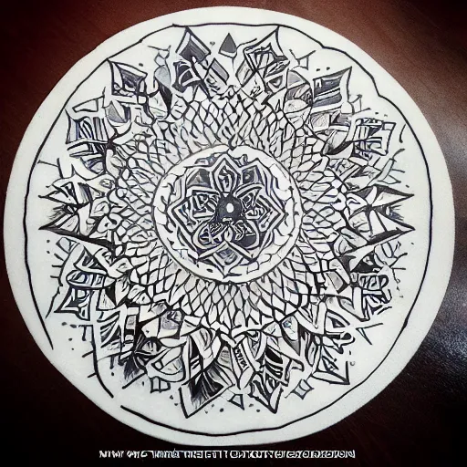 Image similar to tattoo design, stencil, tattoo stencil, traditional, a world famous tattoo of a geometric table-s 100