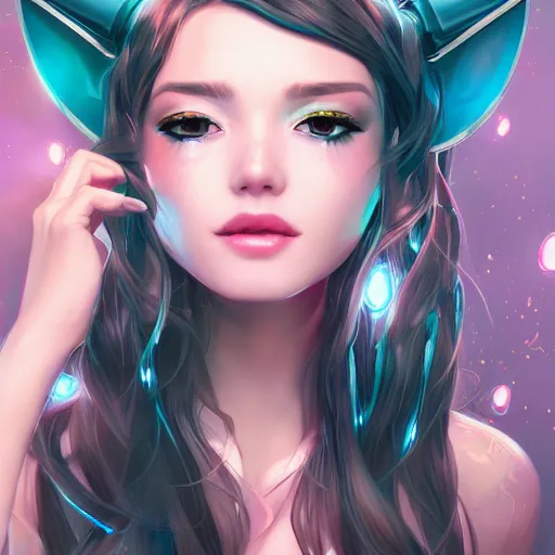 Image similar to portrait of a beautiful cute girl with robot ears falling into the third dimension by Ross Tran, 4k, intricate details