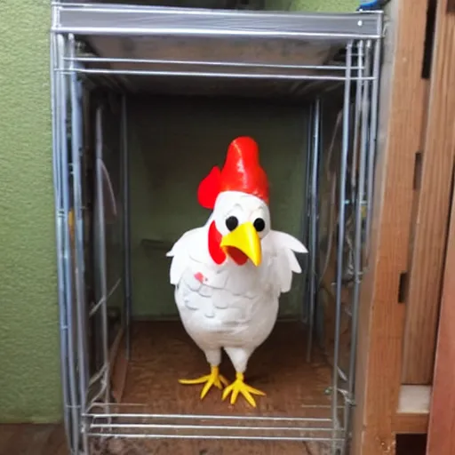 Image similar to chicken dressed as an inmate