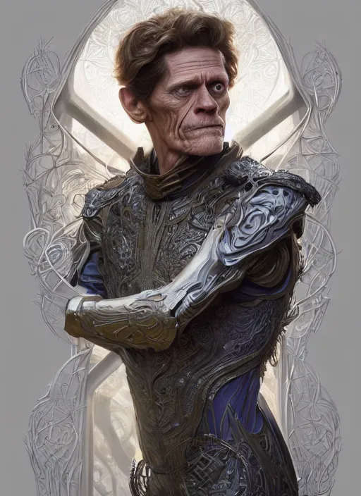 Image similar to williem dafoe as oscar diggs, intricate, d & d, fantasy, art nouveau, digital painting, trending on artstation, sharp focus, illustration, concept design, global illumination, ray tracing, art by artgerm and greg rutkowski and ruan jia