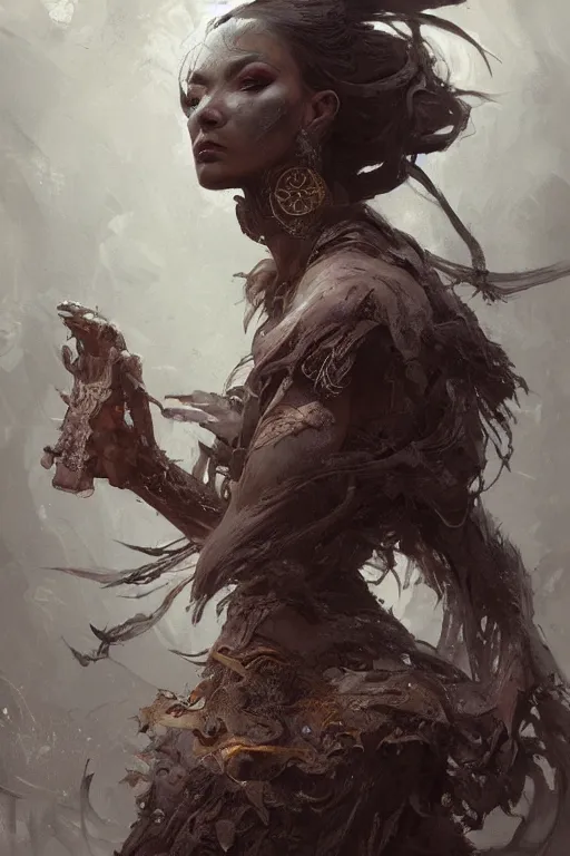 Image similar to Tea Lady, dark, intricate, highly detailed, epic, digital painting, artstation, concept art, digital illustration by Ruan Jia and Mandy Jurgens and Wayne Barlowe and Greg Rutkowski and Zdislav Bekinski