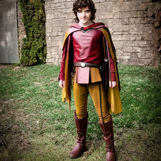 Prompt: DC's character Robin leather costume as Frodo, dslr photo