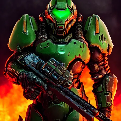 Image similar to doom slayer from doom eternal, photography