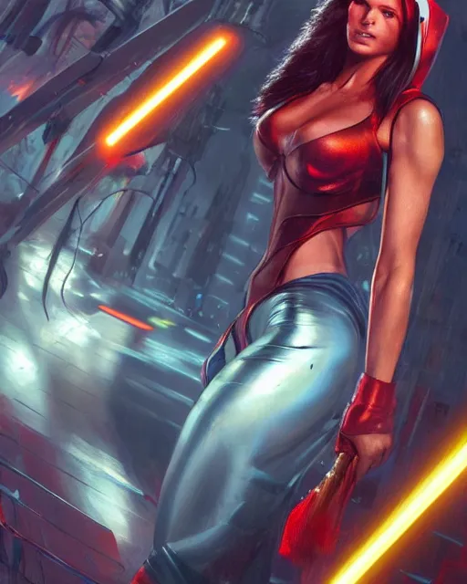 Image similar to a powerful elektra, by alexander fedosav, hyper detailed digital matte painting, concept art, hyperrealism, 1 6 k resolution, cinema 4 d, 8 k resolution, trending on artstation, behance hd, a masterpiece, by stephan martiniere, particles, cel - shaded, power bright neon energy, by david a. hardy,