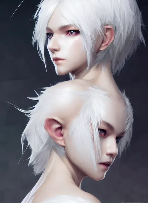 Image similar to fur - lined armor!!! beautiful and elegant white haired female!! gorgeous ayes!! character concept art, sharp focus, octane render! unreal engine 5! highly rendered!! trending on artstation!! detailed linework!! illustration by artgerm, wlop and chie yoshii