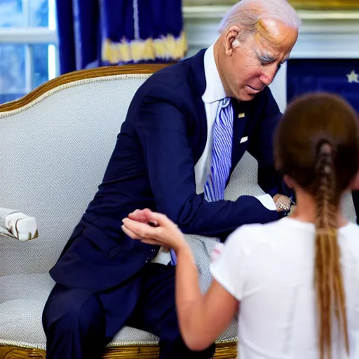 Prompt: joe biden sniffing a pile of hair