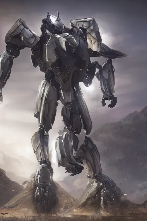 Prompt: giant mechwarrior, on the battlefield, detailed sleek silver armor, epic proportions, epic scale, highly detailed digital art, macro art, warframe fanart, destiny fanart, anthro, giantess, macro, deviantart, 8k 3D realism