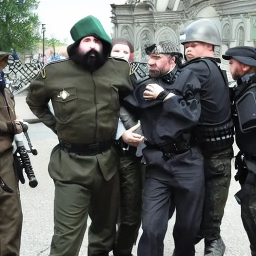 Image similar to a wizard, being arrested by spetsnaz