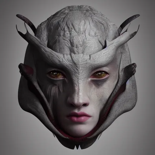 Prompt: portrait of an unknown creature, renaissance style, star wars character, volumetric lights, symmetry, headpiece, trending on artstation, sharp focus, leica, studio photo, intricate details, highly detailed