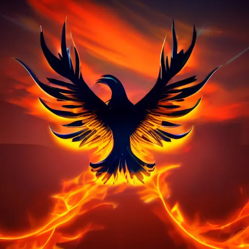 Prompt: Glowing Phoenix bird flying above a city at night. High quality.