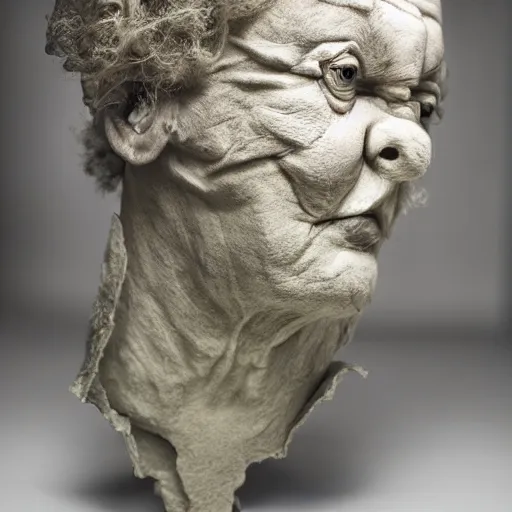 Prompt: surrealism sculpture by enrico ferrarini, division of face