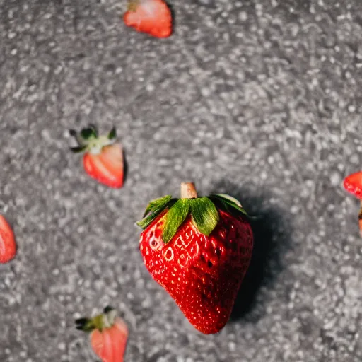 Prompt: high quality presentation photo of a strawberry painted in gold, photography 4k, f1.8 anamorphic, bokeh, 4k, Canon, Nikon