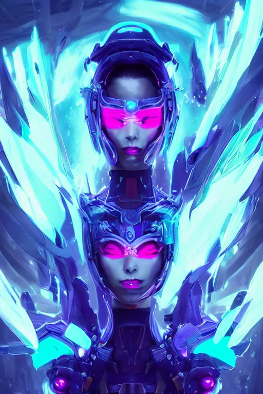 Prompt: lissandra from league of legends, cyberpunk futuristic neon. frosting, wearing ninja face mask decorated with traditional japanese ornaments by ismail inceoglu dragan bibin hans thoma greg rutkowski alexandros pyromallis nekro rene maritte illustrated, perfect face, fine details, realistic shaded, fine - face, pretty face, masterpiece