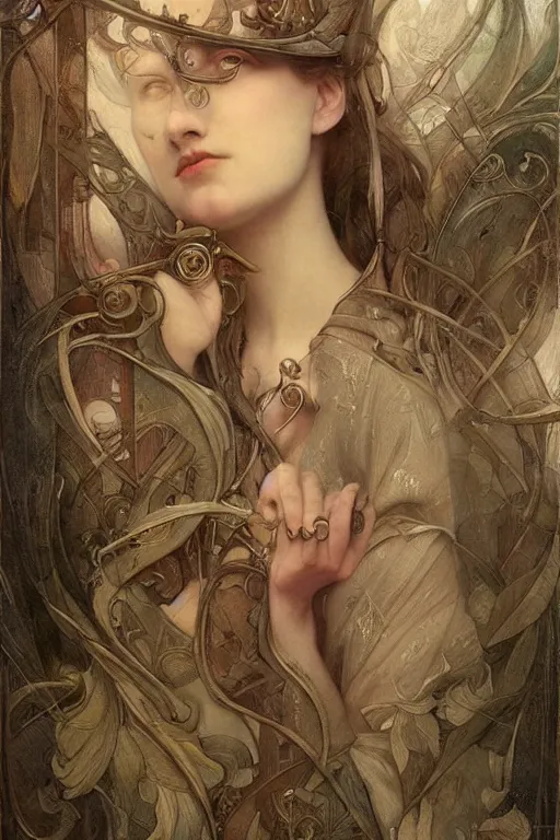 Image similar to House by Tom Bagshaw in the style of Gaston Bussière, art nouveau