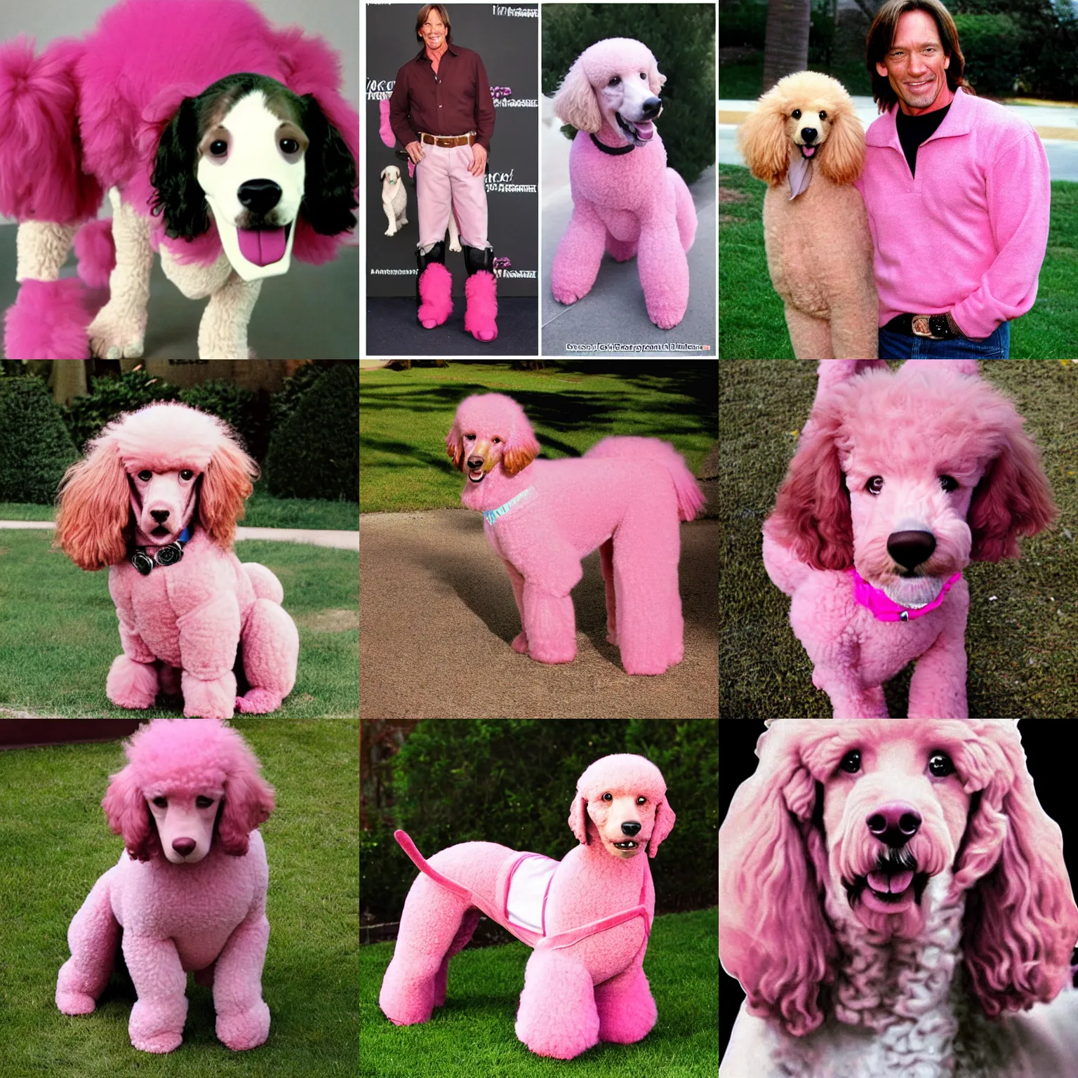 Prompt: kevin sorbo anthropomorphic pink poodle