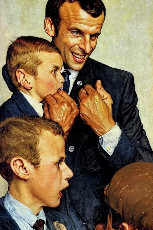 Prompt: Emmanuel Macron by Norman Rockwell