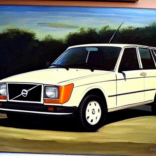 Image similar to volvo 240, oil painting, raphael high renaissance, stunning details