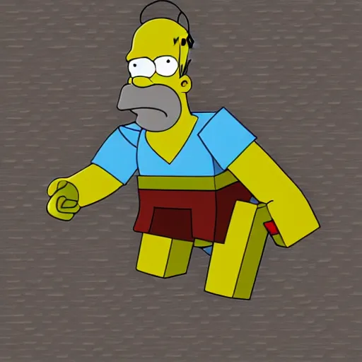 Prompt: homer Simpson in minecraft