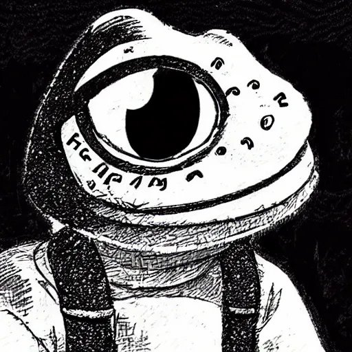 Image similar to pepe the frog by tsutomu nihei award - winning manga