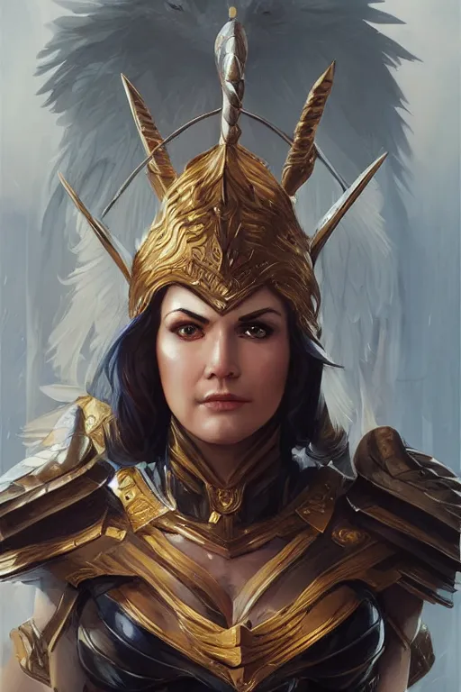 Image similar to amazon valkyrie athena, d & d, fantasy, portrait, highly detailed, headshot, digital painting, trending on artstation, concept art, sharp focus, illustration, art by artgerm and greg rutkowski and magali villeneuve