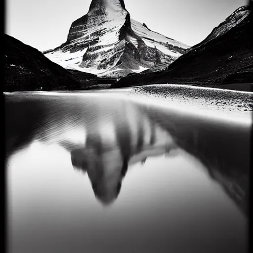 Image similar to sunrise over the matterhorn, ansel adams