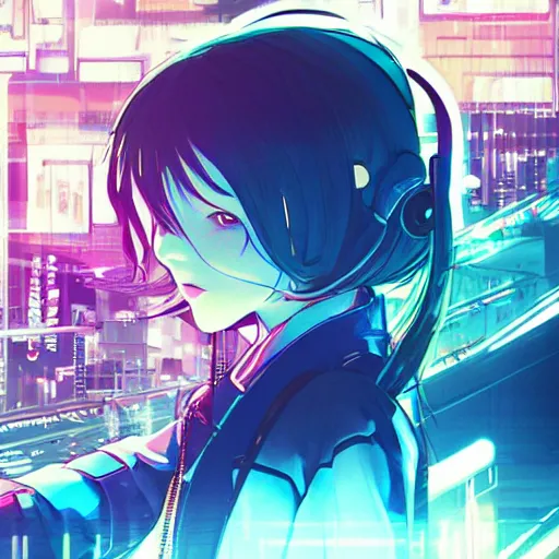 Prompt: Frequency indie album cover, luxury advertisement, blue filter, blue and black colors. Clean and detailed post-cyberpunk sci-fi close-up schoolgirl in asian city in style of cytus and deemo, blue flame, mysterious vibes, by Tsutomu Nihei, by Yoshitoshi ABe, by Ilya Kuvshinov, by Greg Tocchini, nier:automata, set in half-life 2, GITS, Blade Runner, Neotokyo Source, Syndicate(2012), beautiful with eerie vibes, very inspirational, very stylish, with gradients, surrealistic, dystopia, postapocalyptic vibes, depth of field, mist, rich cinematic atmosphere, perfect digital art, mystical journey in strange world, beautiful dramatic dark moody tones and studio lighting, shadows, bastion game, arthouse