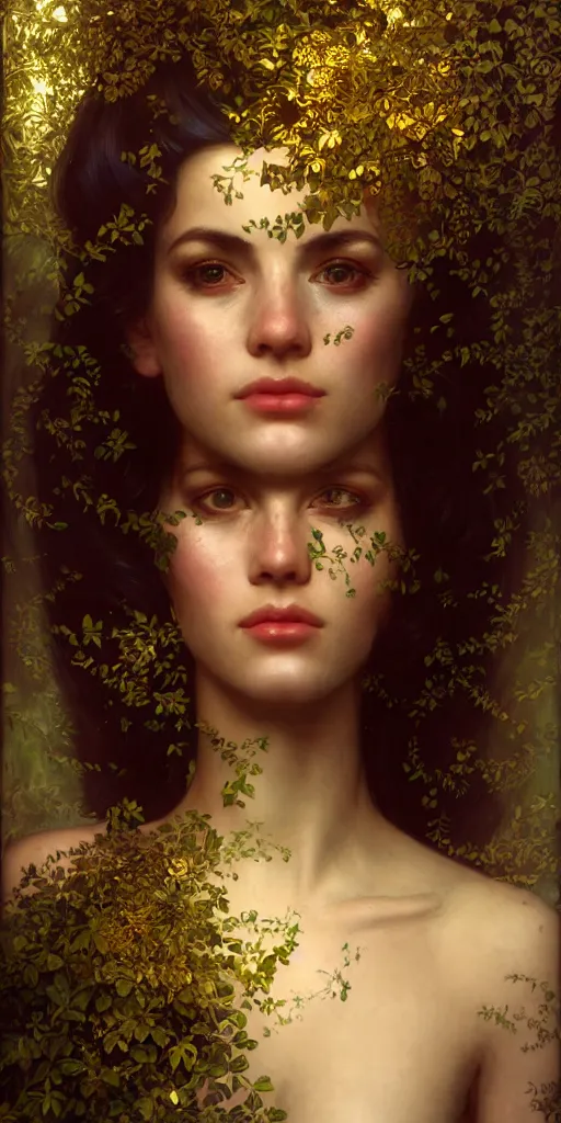 Image similar to hyper realistic photographer looking through a vintage medium format camera, design on white background, beautiful details, lush foliage cyberpunk, gold, drawn by john singer sargent, tom bagshaw, norman rockwell, alphonso mucha, lolish, trending on artstation