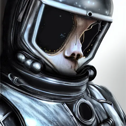 Image similar to Gothic astronaut, portrait, photorealistic, concept art, 8k