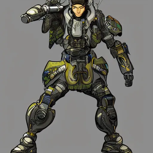 Image similar to 8K detailed illustration of an army general from the an ancient futuristic civilization indonesia in the style of Yoji Shinkawa and leonard boyarsky, high resolution