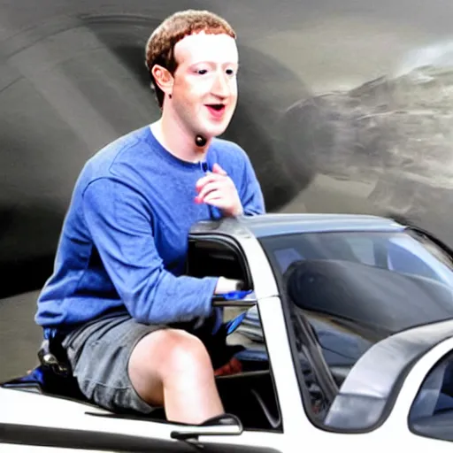 Image similar to Mark Zuckerberg steering a UFO