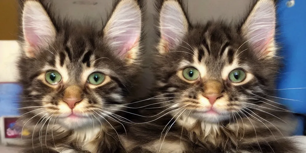 Image similar to maine coon kitten descendant 1 million in the future. the kitten wears a spacesuit, and explores cosmos in a space ship with a cat tree. science fiction blockbuster movie kittens rule the world or my favorite martian is a kitten!, lightyear ( film, 2 0 2 2 ), star wars, silent running, sttng, arrival.