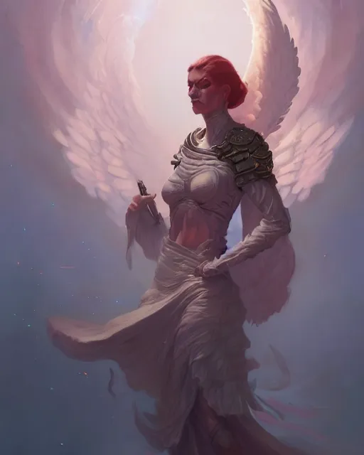 Prompt: character portrait of an angel of magic, by Peter Mohrbacher, Mark Brooks, Jim Burns, Marina Abramović, Wadim Kashin, Greg Rutkowski, trending on Artstation