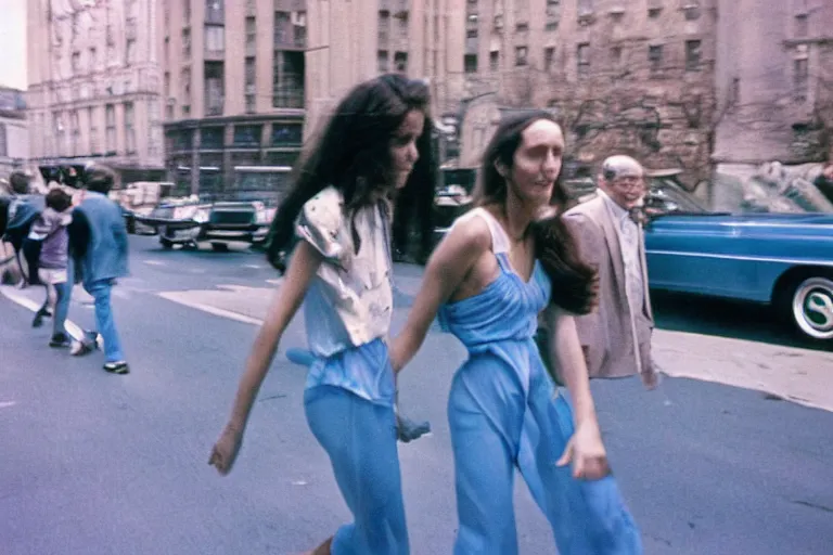 Prompt: film photography, 35mm, 1970s, love and romantic in blue colors, feeling of young and freedom, in style of Joel Meyerowitz