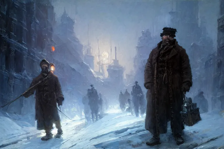 Image similar to frostpunk, painting by gaston bussiere, craig mullins, j. c. leyendecker, tom of finland