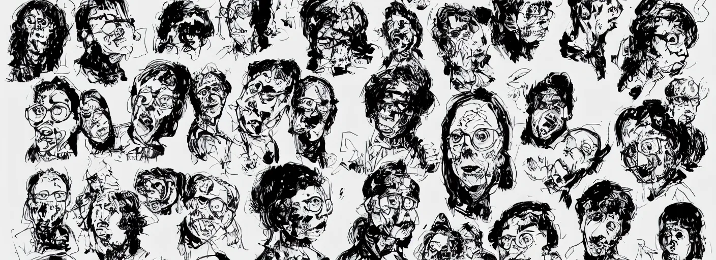 Prompt: character study of todd solondz tripping on lsd, clear faces, screenwriter, introvert, panic, emotional, character sheet, fine details, concept design, contrast, by gabriel hardman, joe alves, j. todd anderson, chris bonura, trending on artstation, 8 k, full body and head, turnaround, front view, back view, ultra wide angle