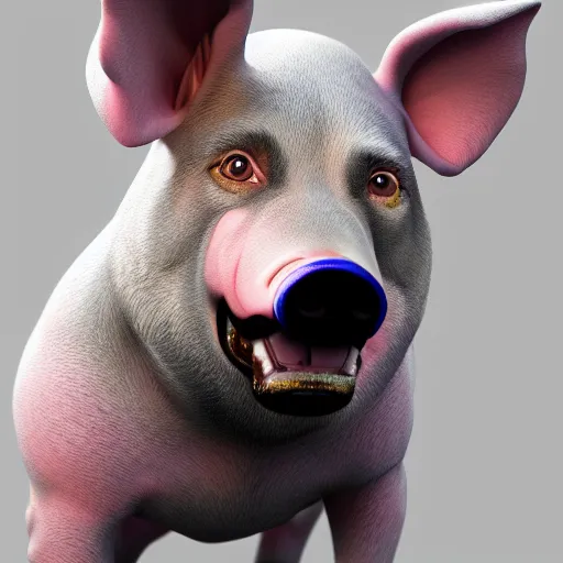 Image similar to a fusion of a dog and a pig, hyperdetailed, artstation, cgsociety, 8 k