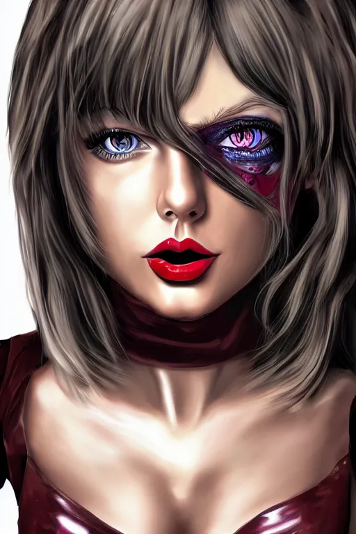 Image similar to Taylor Swift as Battle Angel Alita, oversize eyes, digital art