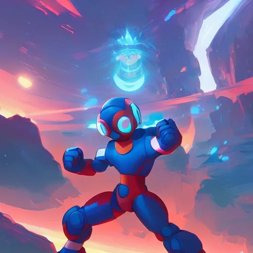 Image similar to hero world mega man, behance hd by jesper ejsing, by rhads, makoto shinkai and lois van baarle, ilya kuvshinov, rossdraws global illumination