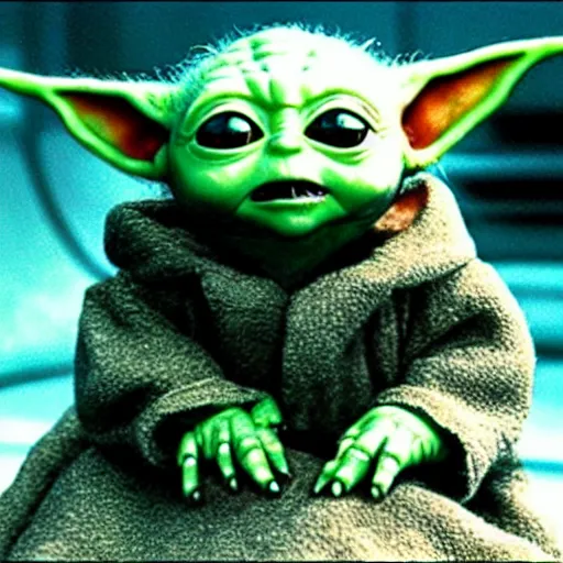 Image similar to a film still of baby yoda's son in the jedi academy in star wars realistic, detailed