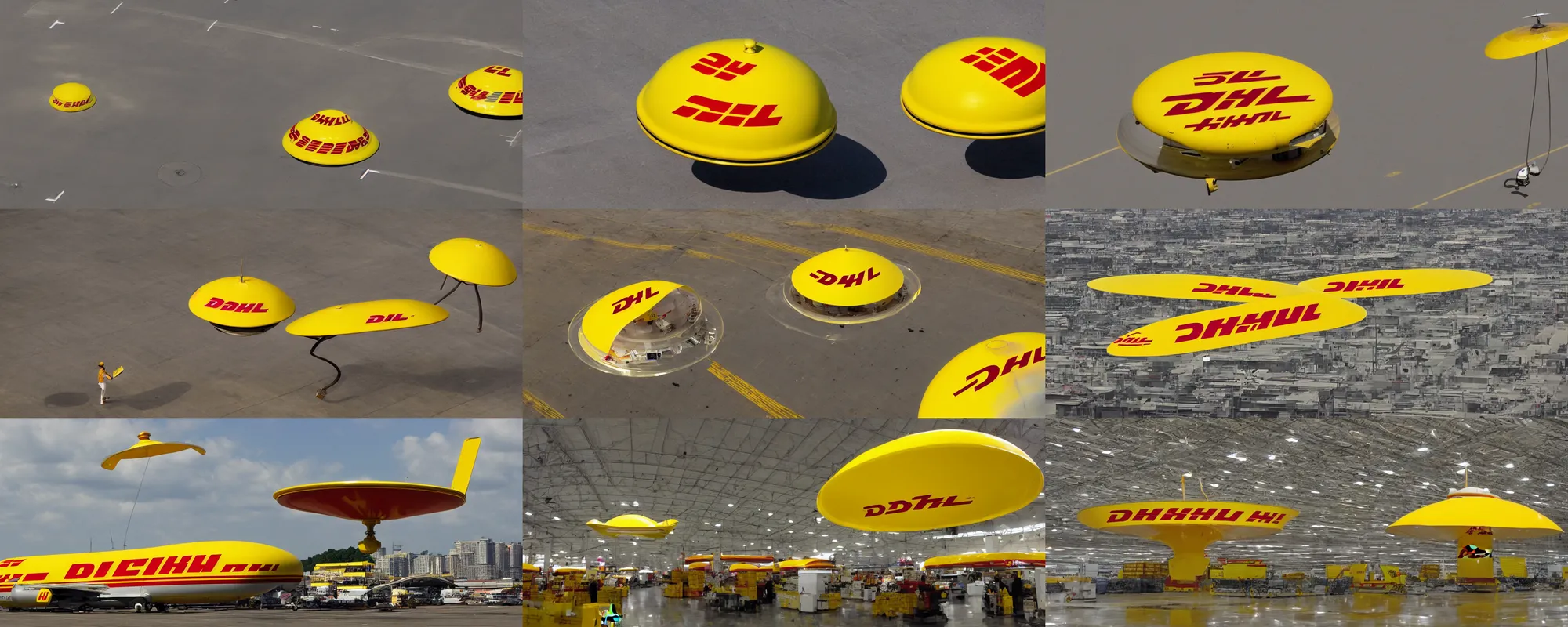 Prompt: dhl flying saucer