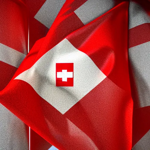 Prompt: Swiss flag torn, highly detailed, poetic, 3D render, digital art, octane render, 8K artistic photography, photo-realistic