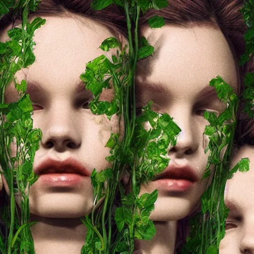 Image similar to human heads growing from plants, 4k, artstation